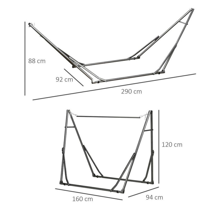 Outsunny Foldable 2-in-1 Hammock Stand & Clothes Drying Rack - Strong, Convenient, Weather Resistant