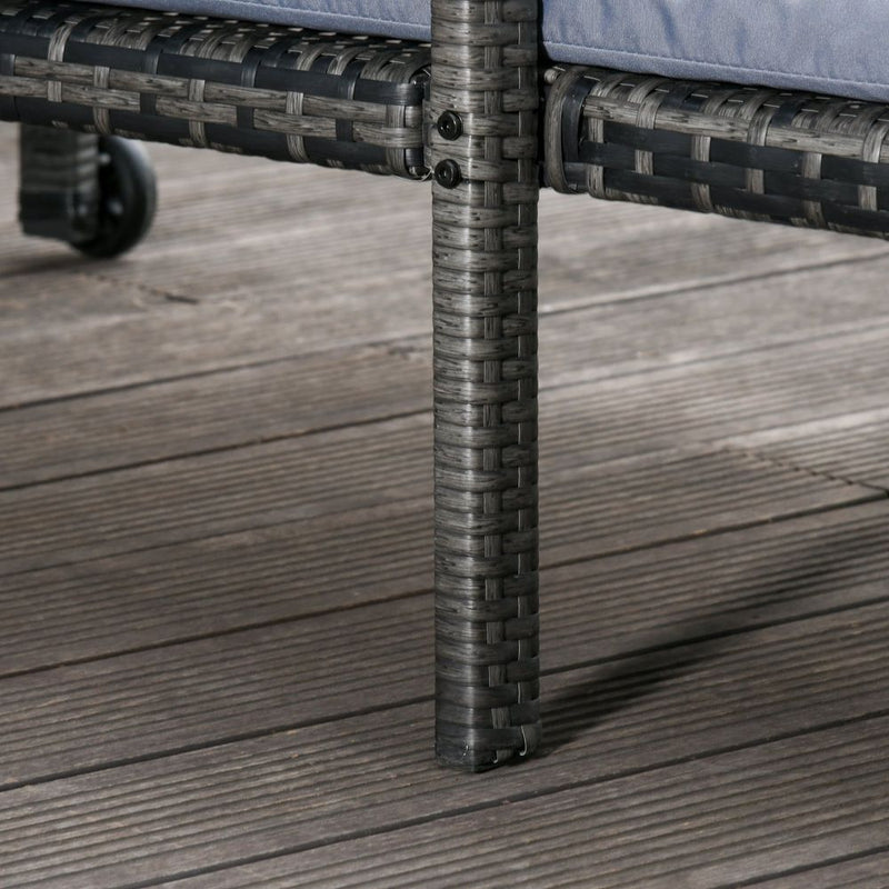 Premium Grey Rattan Sun Lounger | Adjustable Backrest & Wheels | Outdoor Garden Furniture