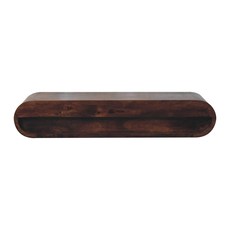 Artisan Furniture Solid Wood Wall Mounted California Walnut Console Table, 2 Drawers, Brown