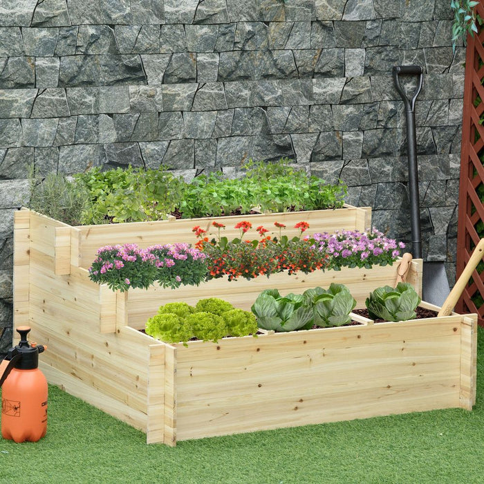 3 Tier Raised Garden Flower Box with 9 Grow Grids and Non-woven Fabric