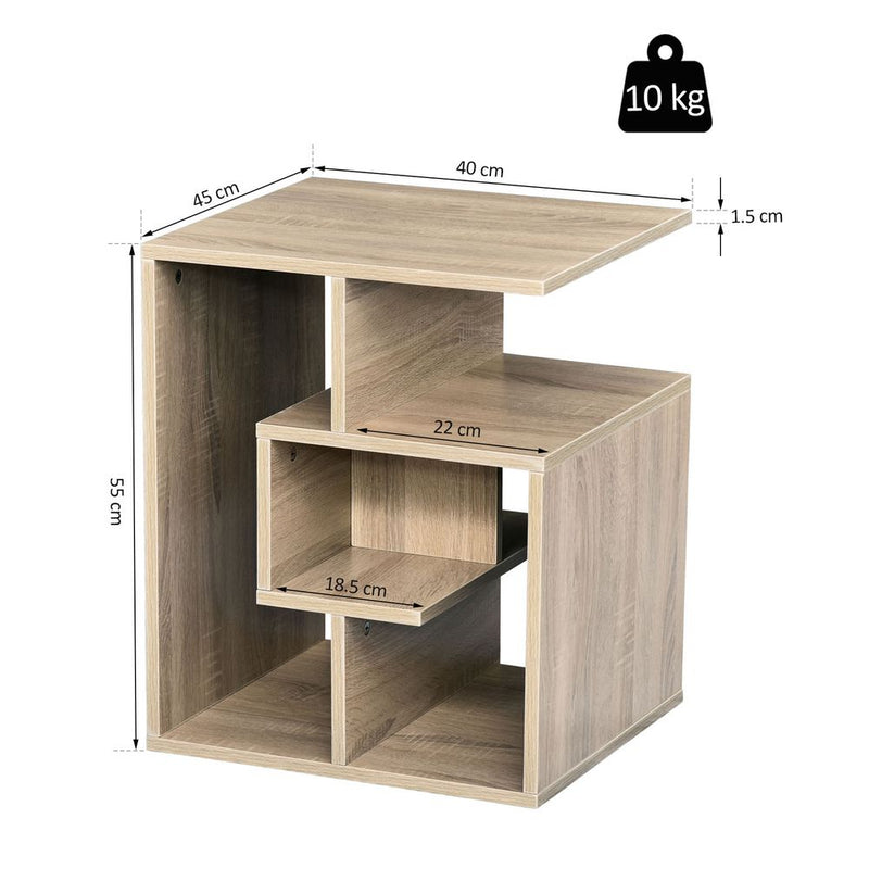 3-Tier Side End Table, 55H cm-Oak Colour
