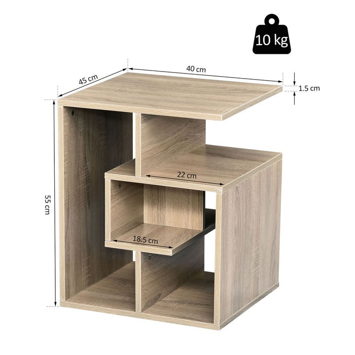 3-Tier Side End Table, 55H cm-Oak Colour