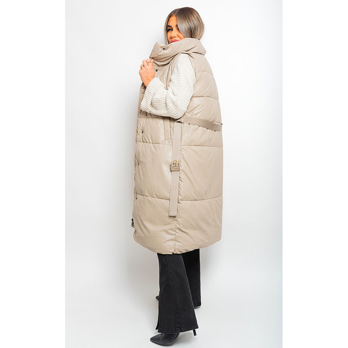 Belted Long Puffer Gilet - Stay Warm and Fashionable!