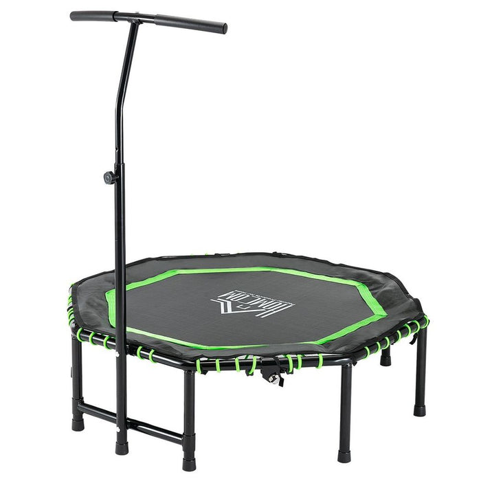 Bounce to Fitness with HOMCOM Foldable Trampoline! Adjustable Handle. Premium Quality. Green.