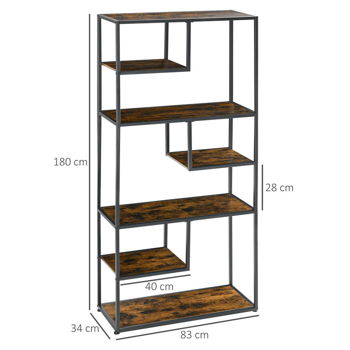 HOMCOM 7 Tier Storage Shelves, Free Standing Book Shelf for Study, Living Room