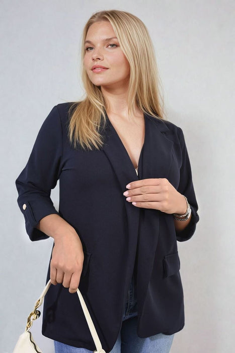 Premium Longline Open Front Blazer Jacket | Elegant & Versatile | Front Pockets