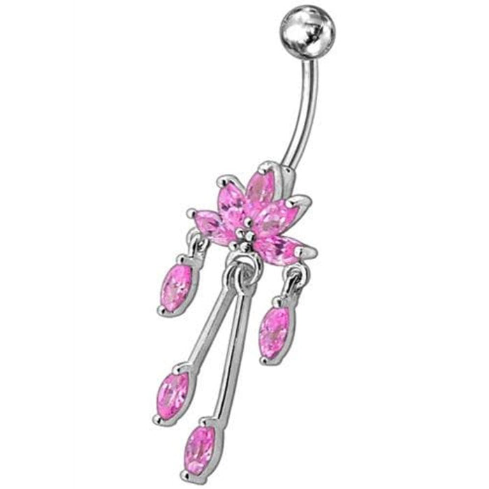 Fancy  Chandeliers Dangling Steel Banana Bar Belly Ring