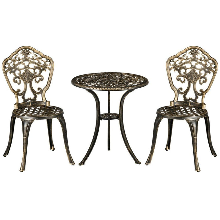 Premium 3-Piece Cast Aluminium Bistro Set with Parasol Hole - Perfect for Balcony or Patio!