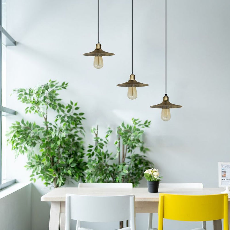 Vintage Industrial Brushed Brass Ceiling Pendant Light - Easy Fit Metal Shade for Stylish Home Decor