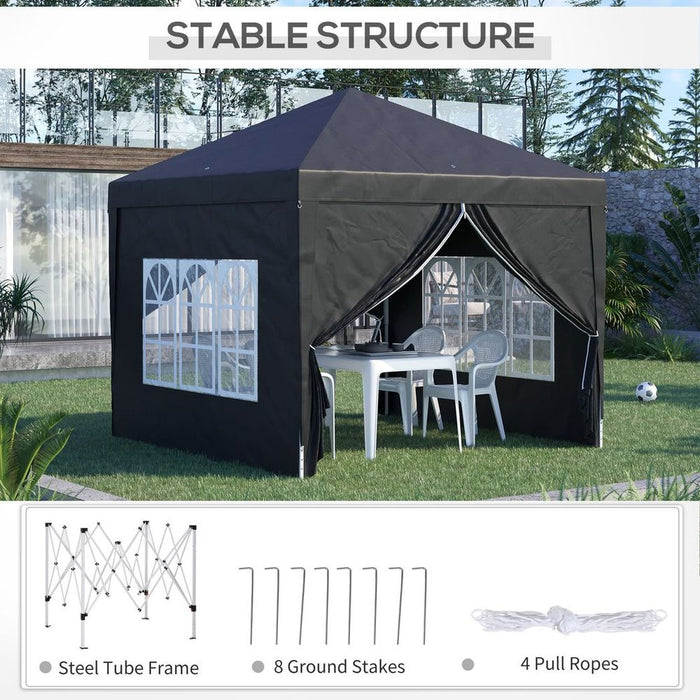 High-Quality 3x3m Pop Up Gazebo Party Tent Canopy - Black