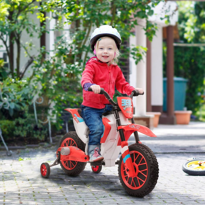 Premium Electric Ride-On Motorbike for Kids | Training Wheels | Ages 3-5 | Red