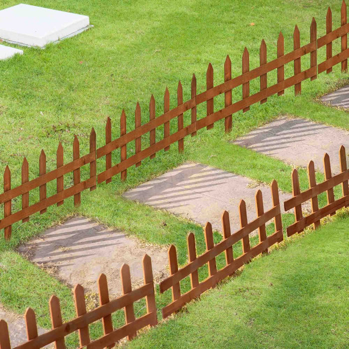 12 Pack Wooden Border Fences - Protect and Decorate Your Garden with High-Quality Picket Fence