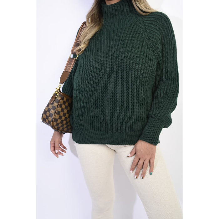 Oversized Chunky High Neck Knitted Jumper