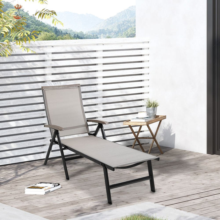 Folding Sun Lounger, Adjustable Aluminium Frame Brown