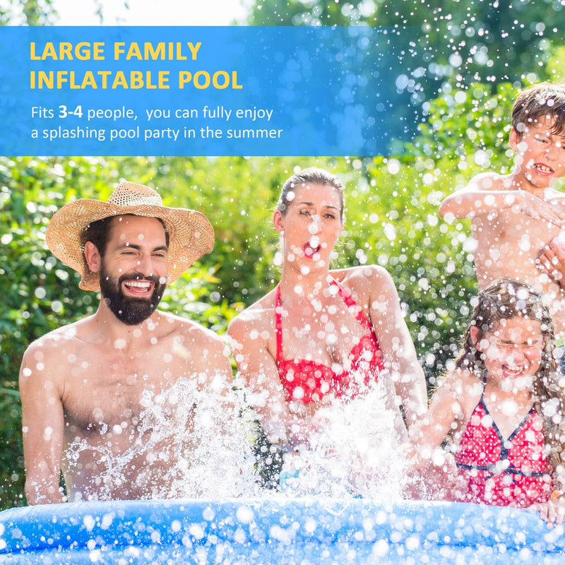 High-Quality 274cmx76cm Round Inflatable Pool - Perfect for Family Fun & Easy Set-Up - Blue - Free Hand Pump Included