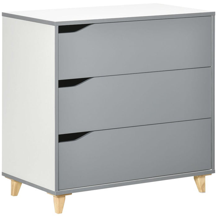 Premium 3-Drawer Grey Dresser with Solid Wood Legs - Ample Storage and Quality Construction