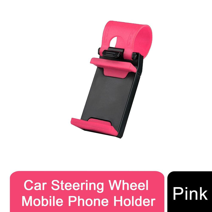 Car Steering Wheel Mobile Phone Holder - All Mobiles - Pink