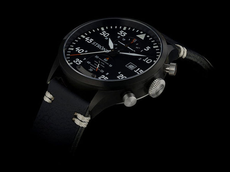 Strong Swiss Made Strond DC-3 MKll Aviation Watch - All Black, Swiss Movement