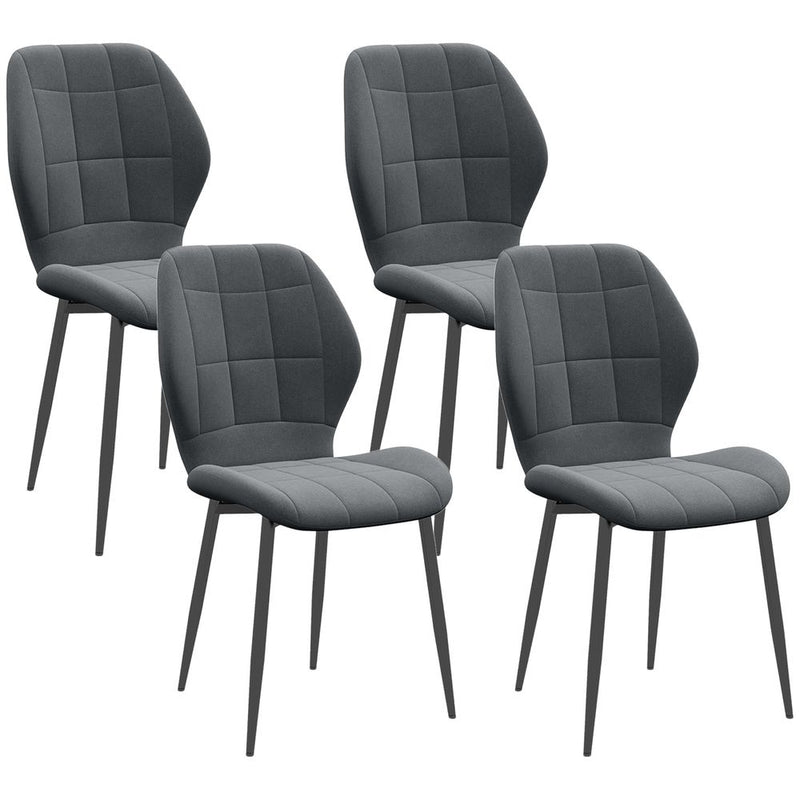HOMCOM Modern Style Kitchen Chairs Set of 4 with Flannel Upholstered ...