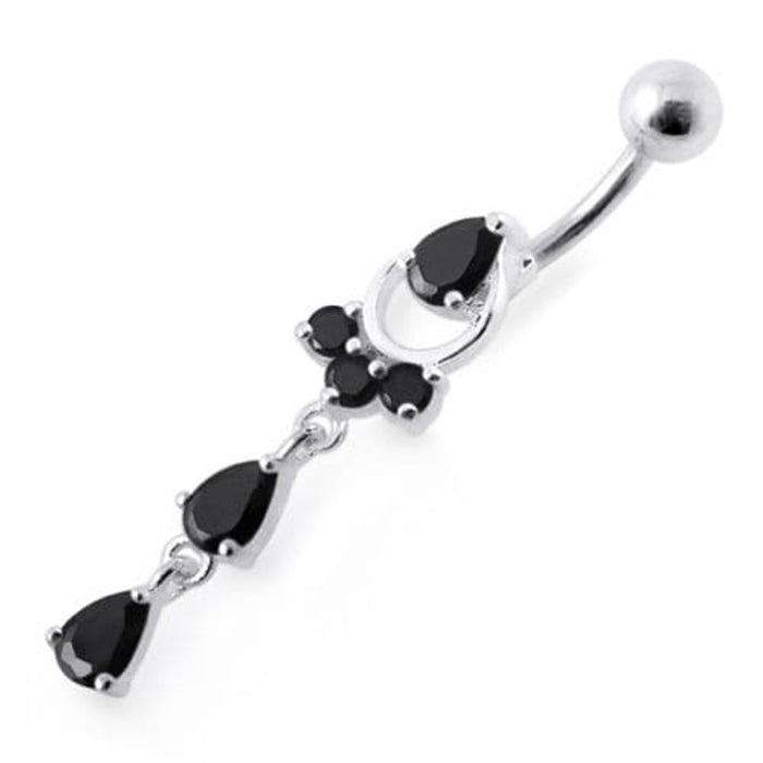 Fancy Jeweled Pear Shape Dangling Belly Ring