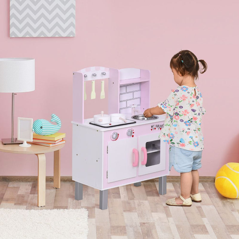 Kids Kitchen Play Set: Sounds, Utensils, Pans, Storage - Role Play
