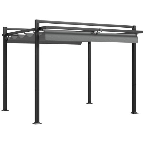 Outsunny 3 x 3(m) Pergola with Retractable Roof and Aluminium Frame, Grey