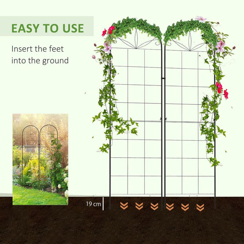 Premium Outsunny Metal Trellis (Set of 2) - Grow with Style! For Climbing Plants, Garden Decor - Sturdy & Easy to Install