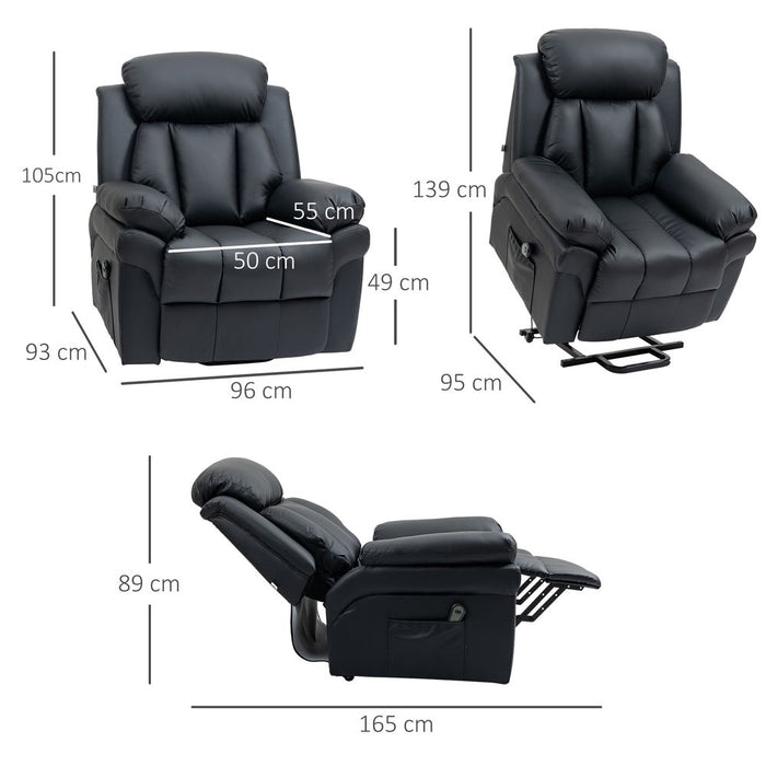 Premium PU Leather Lift Stand Recliner - Extra Padded Electric Power w/Remote Control for Ultimate Comfort