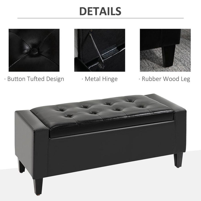 Deluxe PU Leather Storage Ottoman - Large Space, Stylish Design, Comfortable