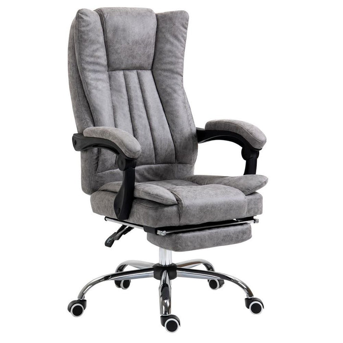 High-Back Executive Office Chair with Armrest and Footrest - Grey