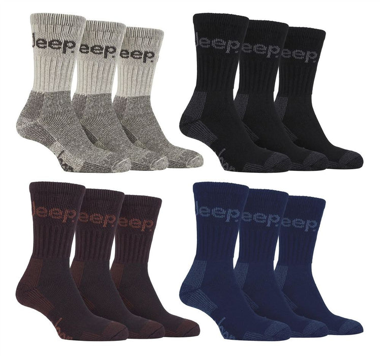 Premium Quality Jeep 3-Pack Basic Sports Socks - Ideal for Active Outdoor Enthusiasts - Sizes 6-11 UK - Black and White