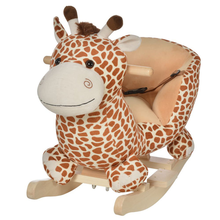 Plush Giraffe Rocking Horse - 32 Song Seat Belt - Safe & Fun - Ages 18M+