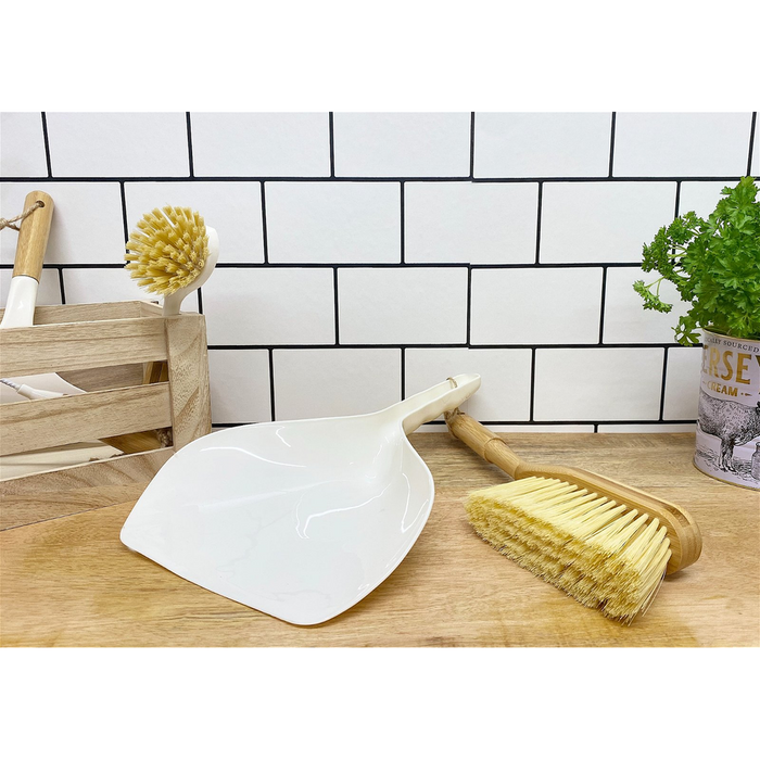 Durable Dustpan & Bamboo Brush Set