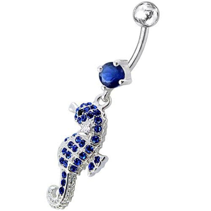 Jeweled Sea Horse Dangling Belly Ring