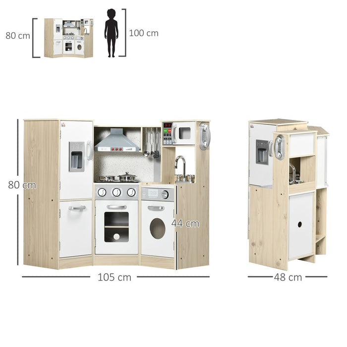 Corner Kids Kitchen w/ Sound Light, Phone, Microwave, Oven, Range Hood