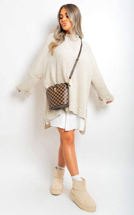 Cozy & Chic: High Neck Oversized Knit Jumper