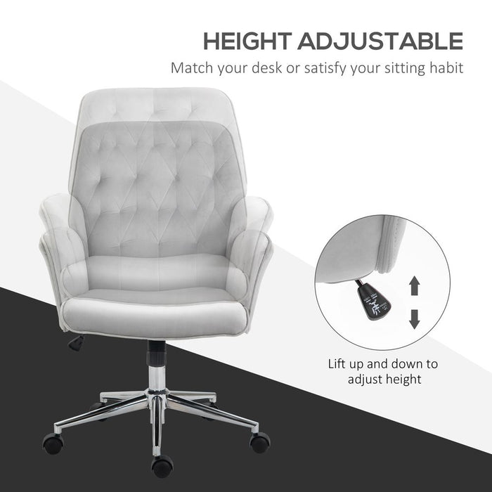 Premium Vinsetto Swivel Chair: Modern Style, Armrests, High-quality Upholstery, Light Grey - Perfect for Home Office!