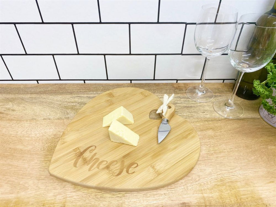 Premium Bamboo Heart Cheese Board - Includes Knife - High Quality & Stylish