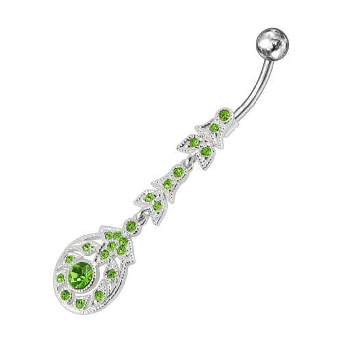  Fancy Silver Dangling SS Bar Curved Belly Ring 