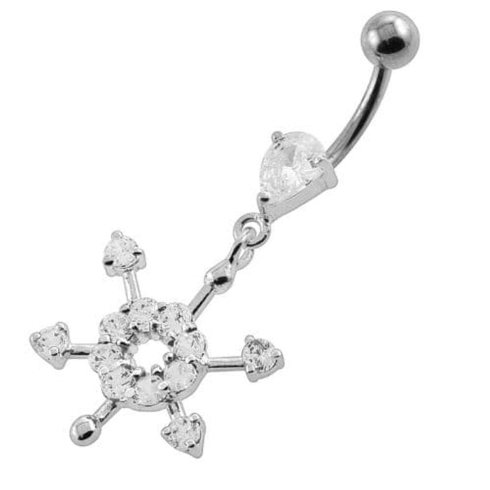 Fancy Flower Dangling Navel Belly Button Piercing