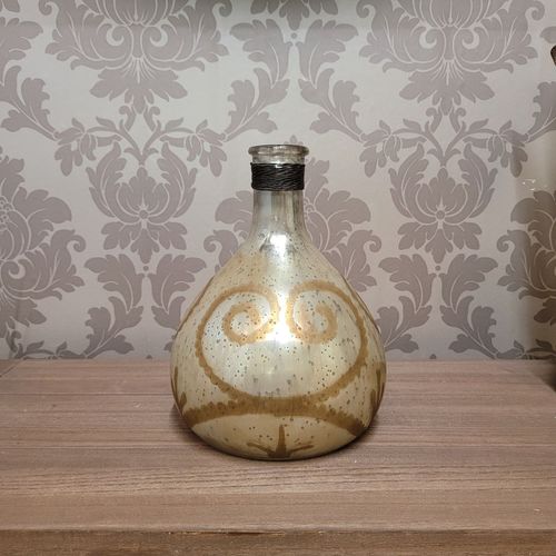 9" ANTIQUE SILVER GLASS DECORATIVE VASE