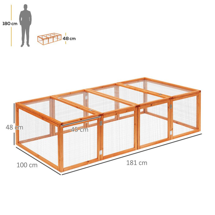 Pawhut 6ft Outdoor Wooden Rabbit Hutch Cage with Wire Mesh Safety Run and Play Space