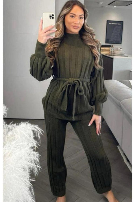 Polo Neck Belted Jumpsuit