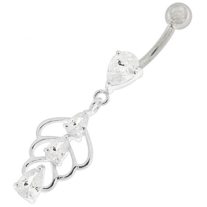 Triple Stone Jeweled Joining Belly Ring