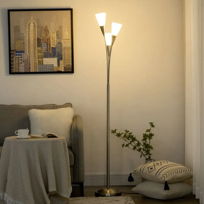 Modern Floor Lamp for Living Room Bedroom, 3 Light Upright Standing Lamp