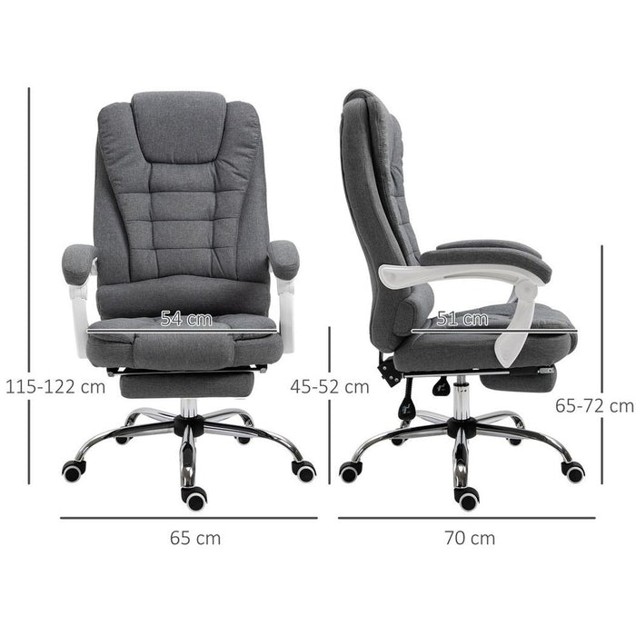 Premium Grey Swivel Office Chair w/ Reclining Footrest & Armrest - Ultimate Comfort & Productivity