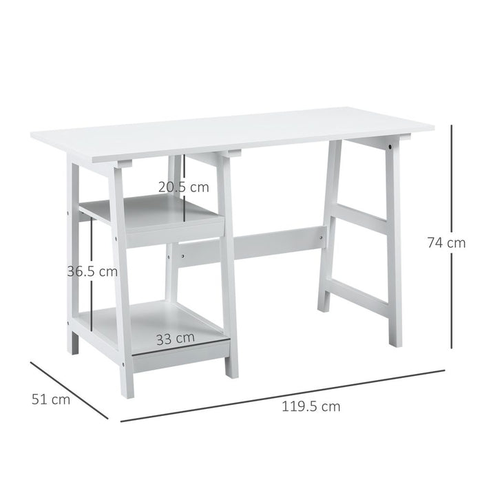 Premium White Computer Desk with Storage and Bookshelf - High-Quality Workstation