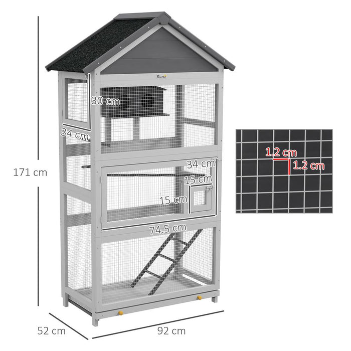 PawHut Bird Cage - Finches, Parakeets, Small Birds - Grey