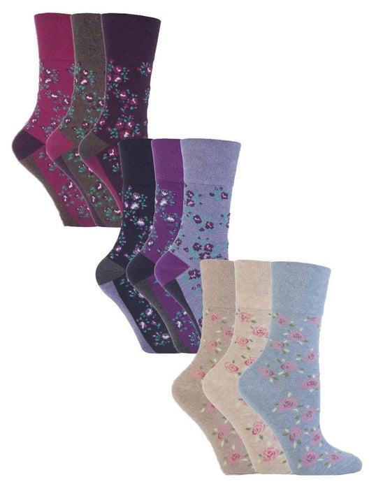 Gentle Grip - Ladies 9 Pack Patterned Socks