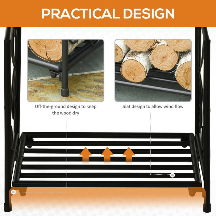 Outsunny Firewood Log Rack - Durable, Stylish, and Spacious Wood Storage Holder